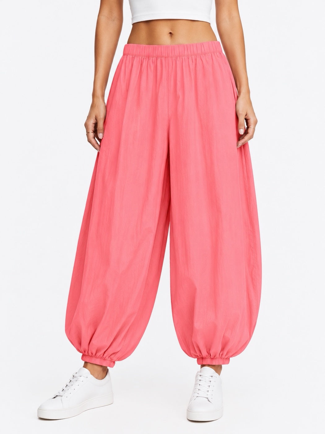Made in Italy Balloon Trousers with Textured Finish - Light Coral