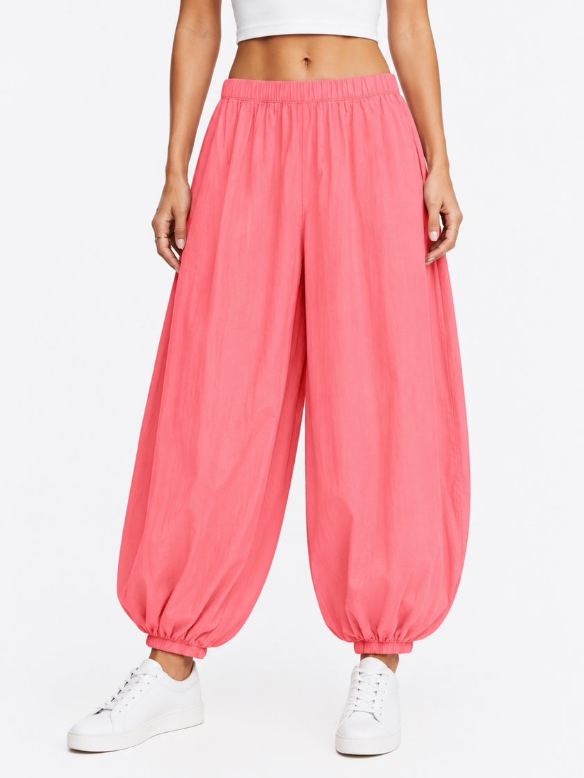Made in Italy Balloon Trousers with Textured Finish - Light Coral