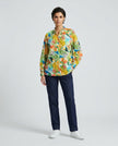 Made in Italy Exotic Botanical Print Blouse - Forest Green