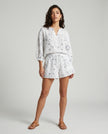 Made in Italy Peasant Blouse and Tiered Shorts Set - White