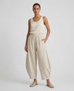 Made in Italy Textured Wide-Leg Trousers - Beige