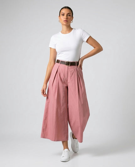 Made in Italy Pleated Wide Leg Palazzo Trouser - Bubblegum
