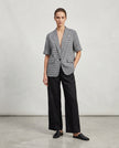 Made in Italy Checked Short Sleeve Blazer - Navy