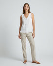 Made in Italy Ruffled V-Neck Sleeveless Blouse - White