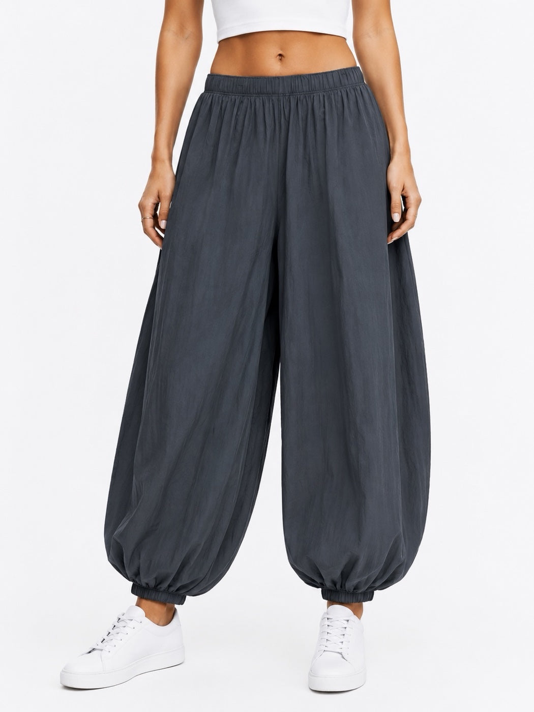 Made in Italy Balloon Trousers with Textured Finish - Black
