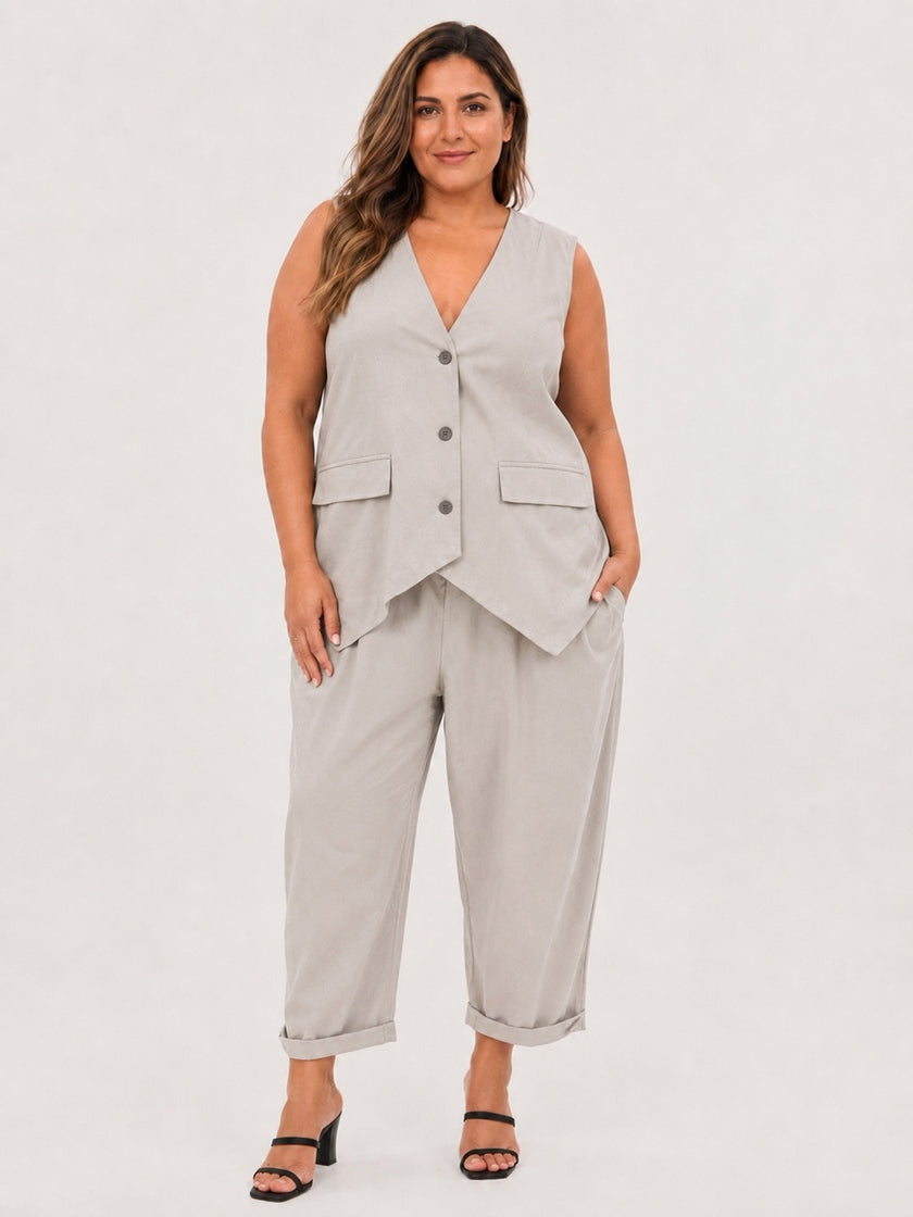 Made in Italy Stretch Cotton Blend Roll-Up Trouser - Off-white