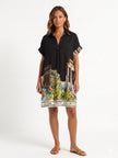 Made in Italy  Ruins Print Midi Dress - Black