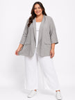 Textured Collarless Blazer - Light Gray