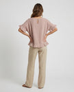 Made in Italy Gauze Top with Ruffle Trim - Baby Pink (2)