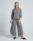 Gingham Check Shirt and Culotte Set - Black