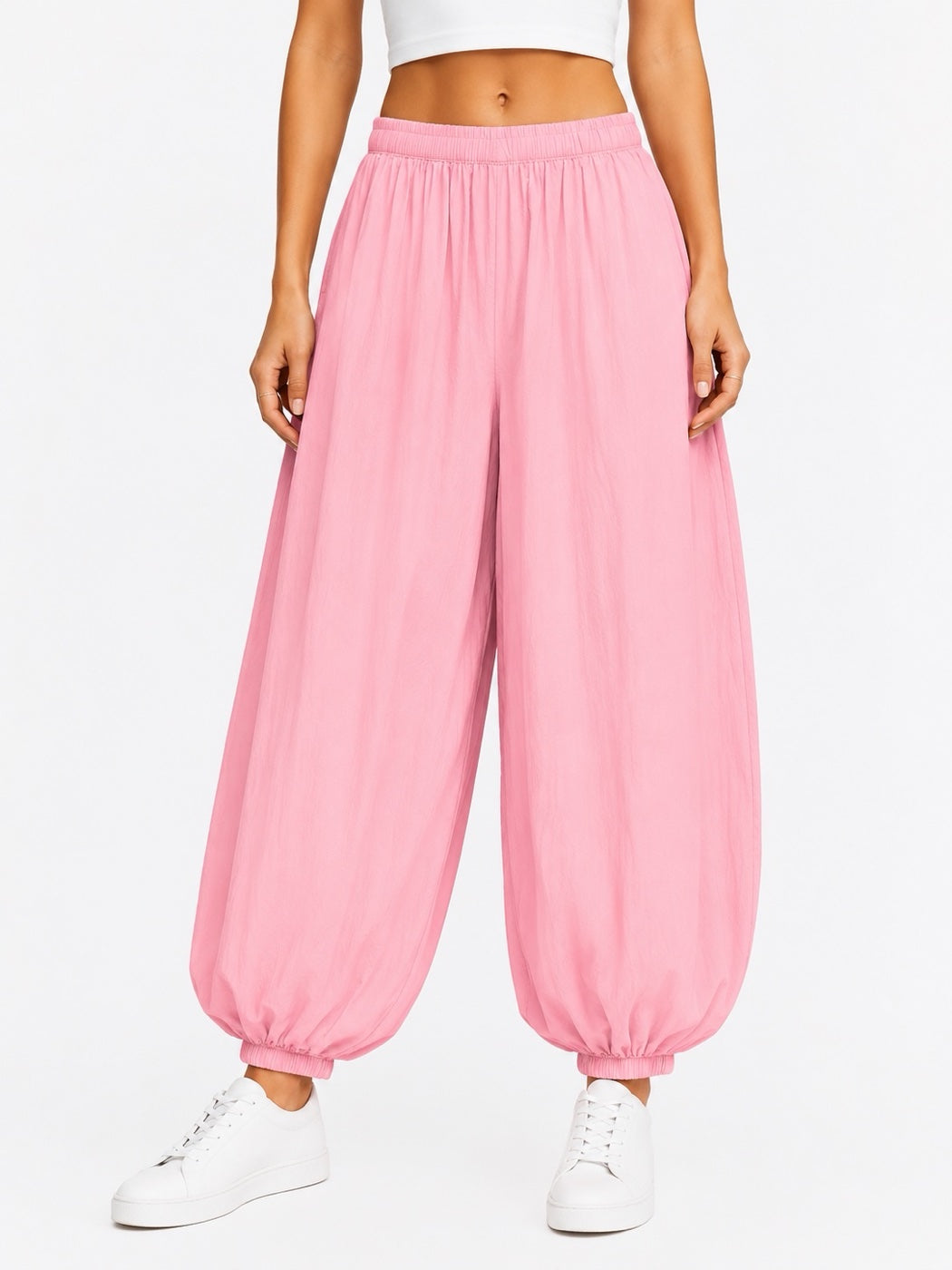 Made in Italy Balloon Trousers with Textured Finish - Bubblegum