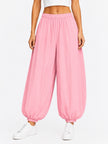 Made in Italy Balloon Trousers with Textured Finish - Bubblegum