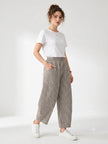 Made in Italy Gingham Check barrel leg Trouser  - Chocolate