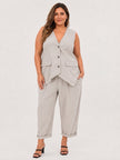 Made in Italy Linen Blend Asymmetric Button Waistcoat  - Off-white