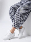 Made in Italy Gingham Check barrel leg Trouser  - Navy