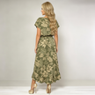 Made in Italy Tropical Leaf Print Wrap Midi Dress