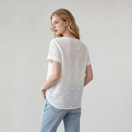 Made in Italy Broderie Anglaise Cotton Top
