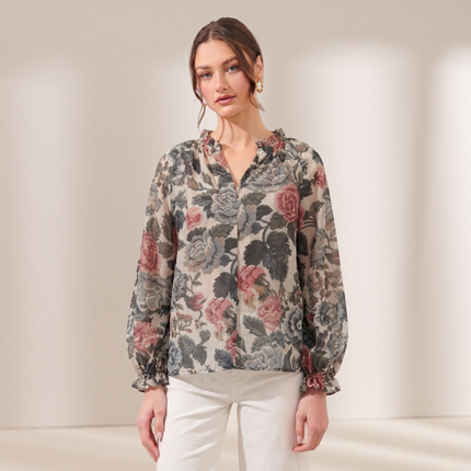 Floral Elasticated Blouse, Made in Italy