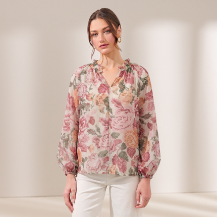 Floral Elasticated Blouse, Made in Italy