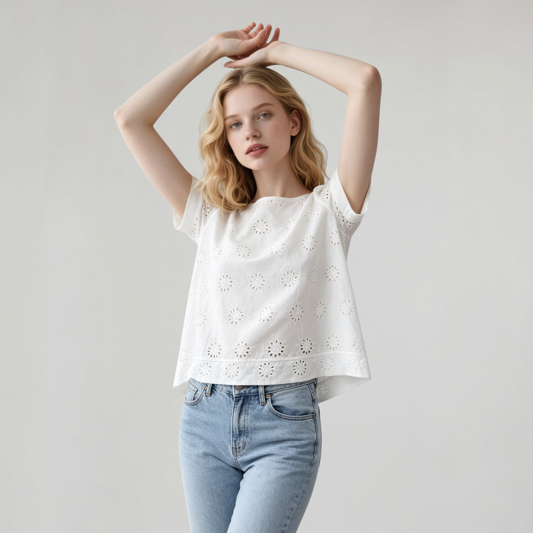 Made in Italy Broderie Anglaise Cotton Top