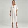 Made in Italy Viscose Linen Ring Detail Kaftan Dress