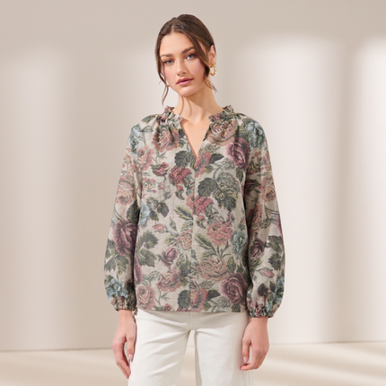 Floral Elasticated Blouse, Made in Italy